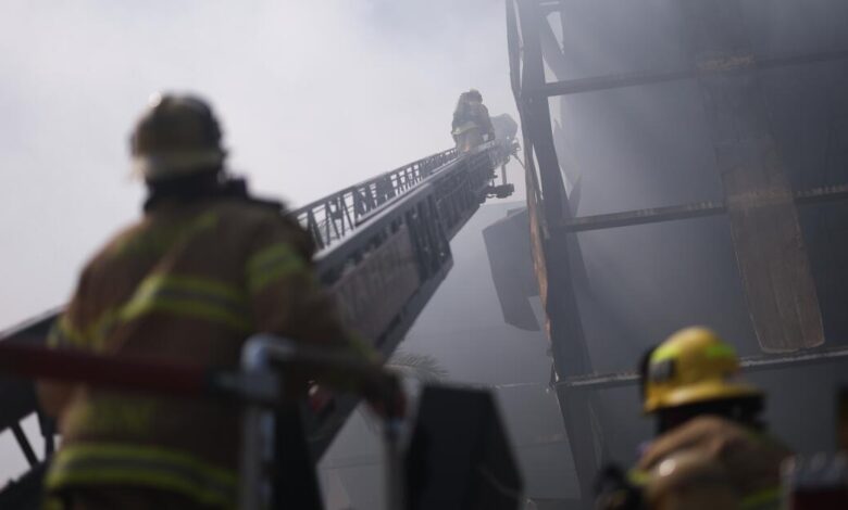 Boyle Heights warehouse fire nearly out after roof flames
