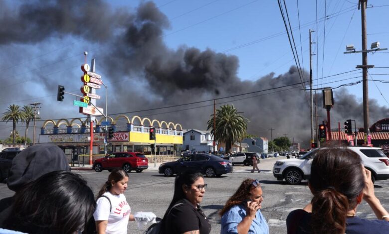 Shelter-in-place issued as hazardous crews fight Boyle Heights fire Shelter-in-place issued as hazardous crews fight Boyle Heights fire