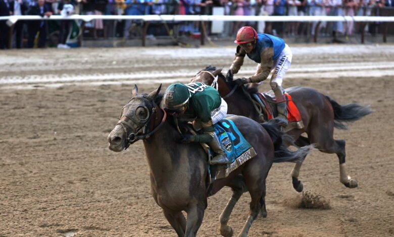 Golden Tempo storms past Commandment to win Belmont Stakes Golden Tempo storms past Commandment to win Belmont Stakes