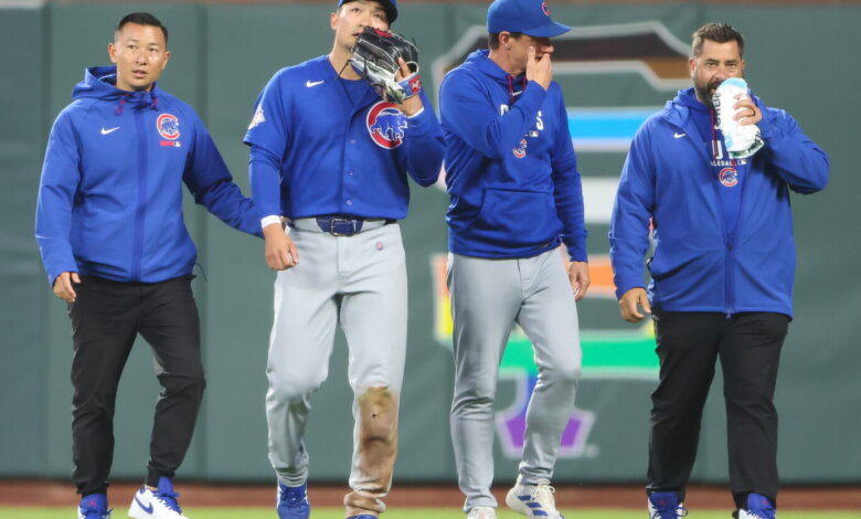 Suzuki exits Cubs-Giants game with right knee discomfort