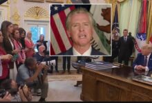 Newsom calls Oval Office press “7 sycophants”
