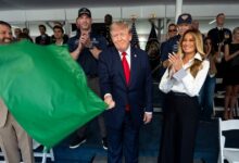 Trump Waves The Green Flag, Does A Slow Lap Around Freedom 250 Grand Prix Track