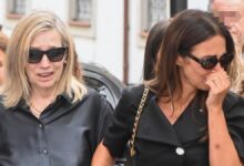 Paula Echevarría, desolada en el funeral de su padre y arropada por Miguel Torres, su hija Daniella y sus mejores amigos