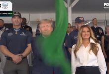 ‘WTF is This?’ Trump’s Energetic Flag Waving at Indycar Race Goes Viral