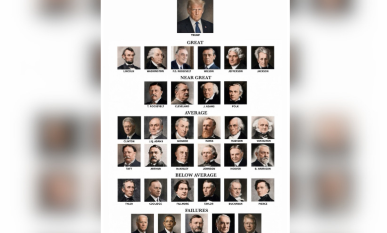 Donald Trump puts himself as greatest president ever