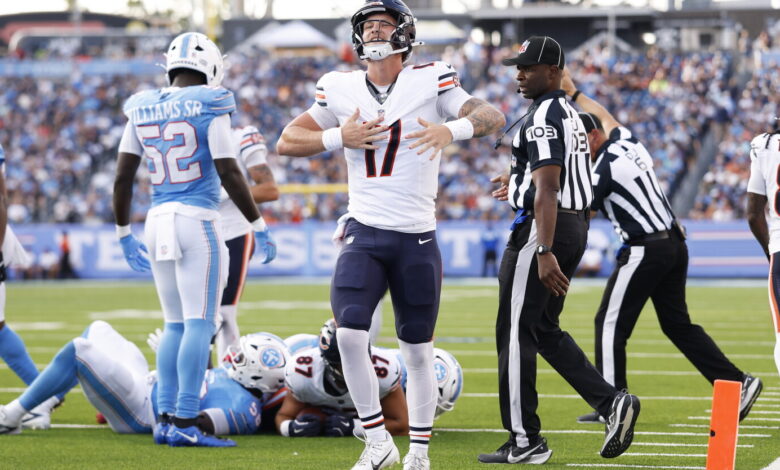 QB Tyson Bagent, 3 rookies pace Bears vs Titans