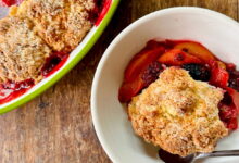 Nectarine and blackberry cobbler delivers a balance of fresh summer flavor and comforting, homemade goodness