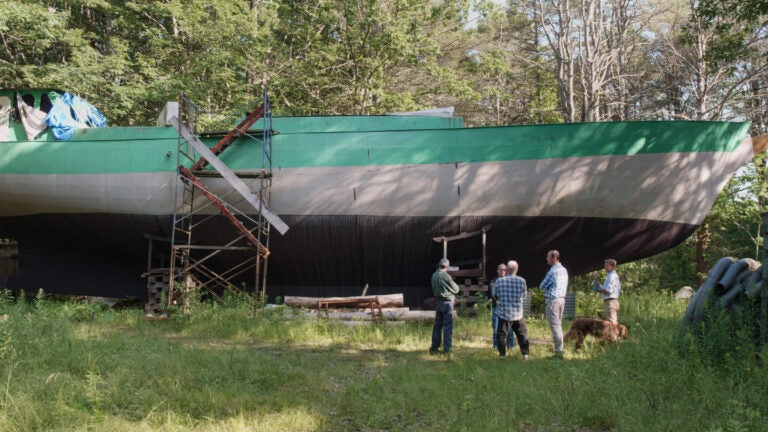 A homemade 80-ton steel schooner trapped in a Maine backyard may finally see water — if voters agree