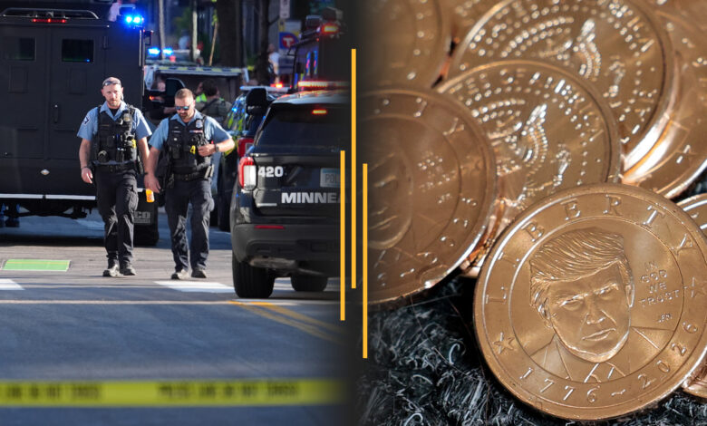 Minneapolis shooting kills 2, wounds officers; Trump  coins fly off shelves