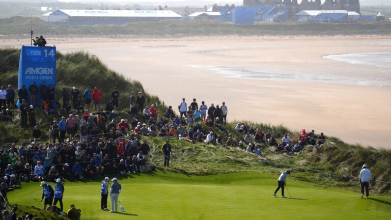 Trump says he’d like to see a unified Ireland as he visits Doonbeg course