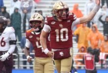 Mason McKenzie’s two TDs give BC a fourth-quarter lead, but Va. Tech pulls away late to win ACC opener
