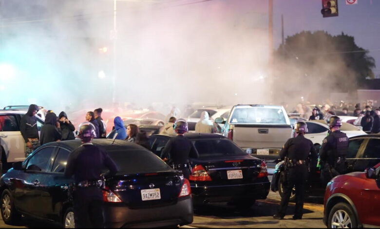 LAPD busts massive street takeover in South Bay, impounding more than 100 cars