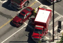 L.A. Fire Department ambulance involved in collision; 3 fire personnel injured