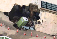 Malibu driveway collapses into massive sinkhole as coastal flood risks persist