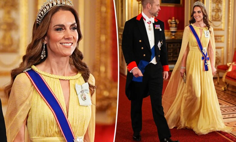 Kate Middleton Wears Elie Saab Gown and Historic Tiara for State Banquet Kate Middleton Wears Elie Saab Gown and Historic Tiara for State Banquet
