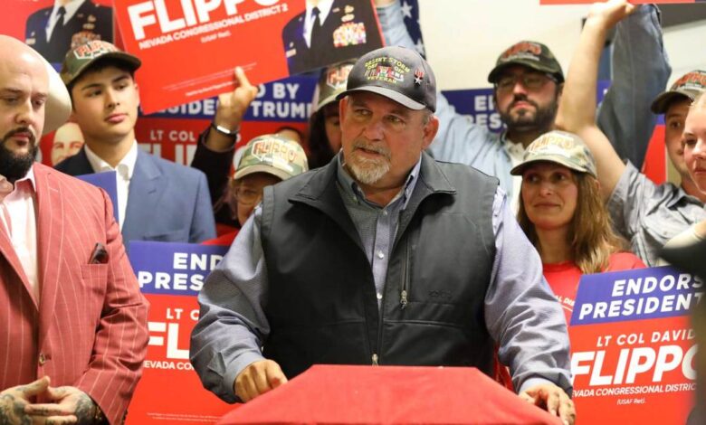 David Flippo blamed staff for exaggerating his military record. His own hat tells a different story. David Flippo blamed staff for exaggerating his military record. His own hat tells a different story.