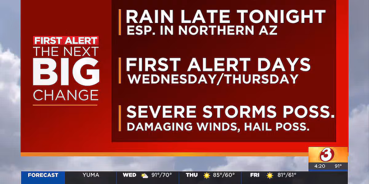 Flood Watch Issued for Phoenix and Arizona as Pacific Low-Pressure System Approaches