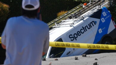Los Feliz Water Main Break Opens Sinkhole, Traps Utility Van