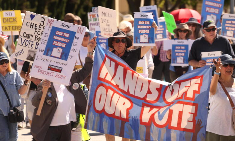 Culver City protesters demand Sony, Amazon, other studios defend democracy Culver City protesters demand Sony, Amazon, other studios defend democracy